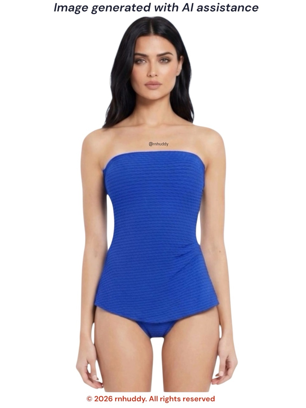 Essentials by Gottex size 12 blue textured strapless swimsuit